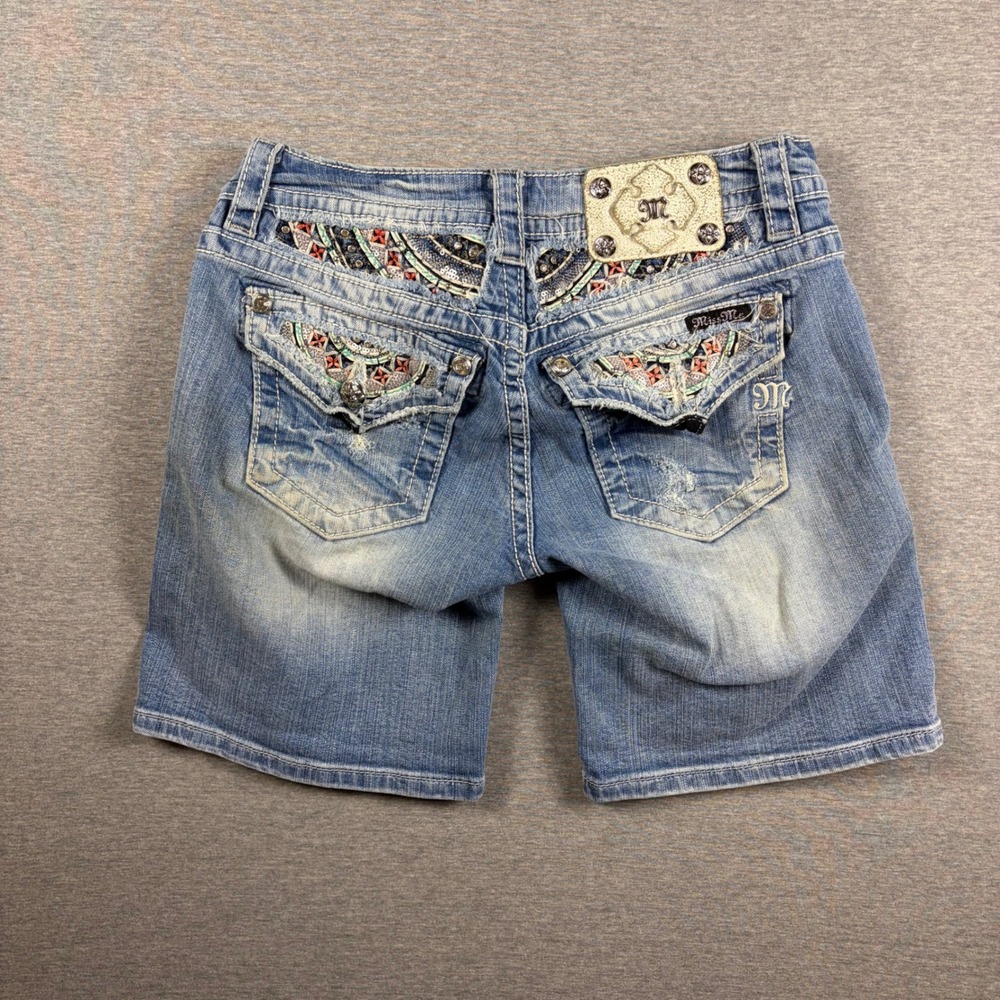 Miss Me Denim Shorts Signature Mid Shorts Size 27 Embellished Mid-Rise